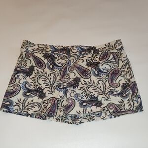LOFT Riviera Shorts Size 12 Linen Summer Boho Paisley Beach Coastal Classic